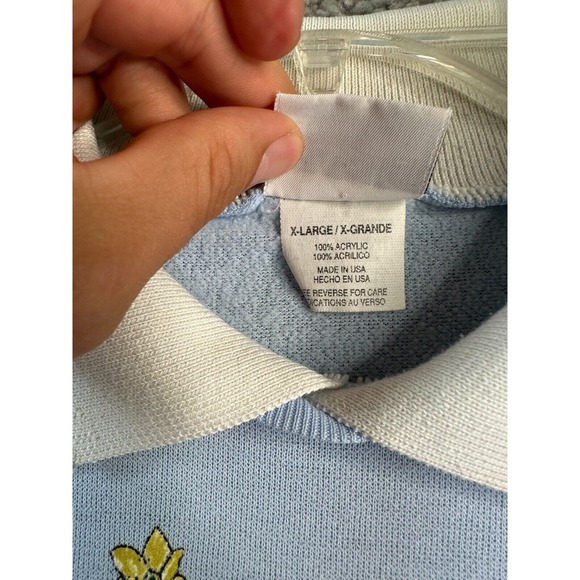 VINTAGE 90s Basic Editions Sweatshirt Womens XL Blue Kittens Cats Grandma * - Picture 5 of 12